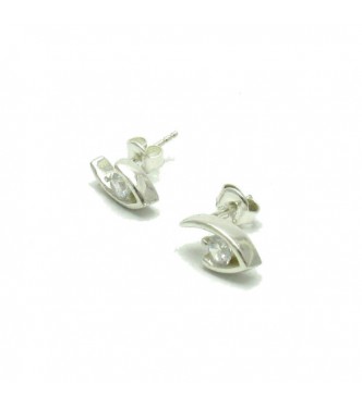 E000541 Stylish Sterling Silver Earrings With CZ 4.0mm 925